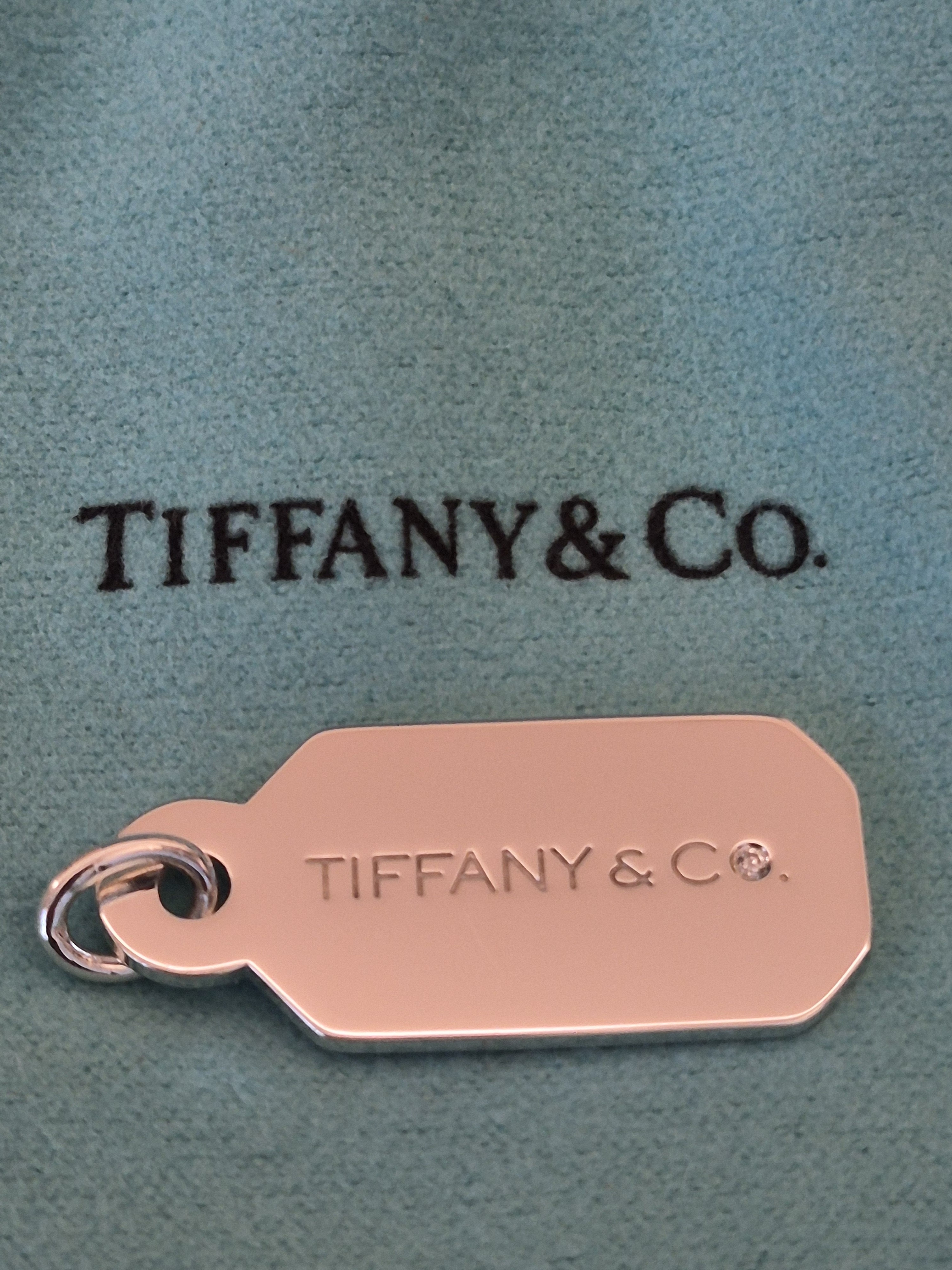 Tiffany & Co. New Diamond Sterling Silver Charm With Original Blue Box & Pouch